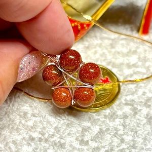 Gold sand stone  pentagram star pendant